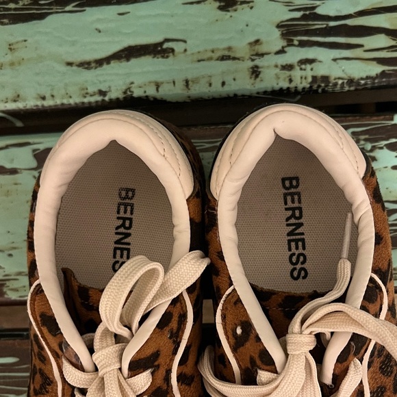 Leopard Print Women's Sneakers with White Accents - Picture 2 of 6